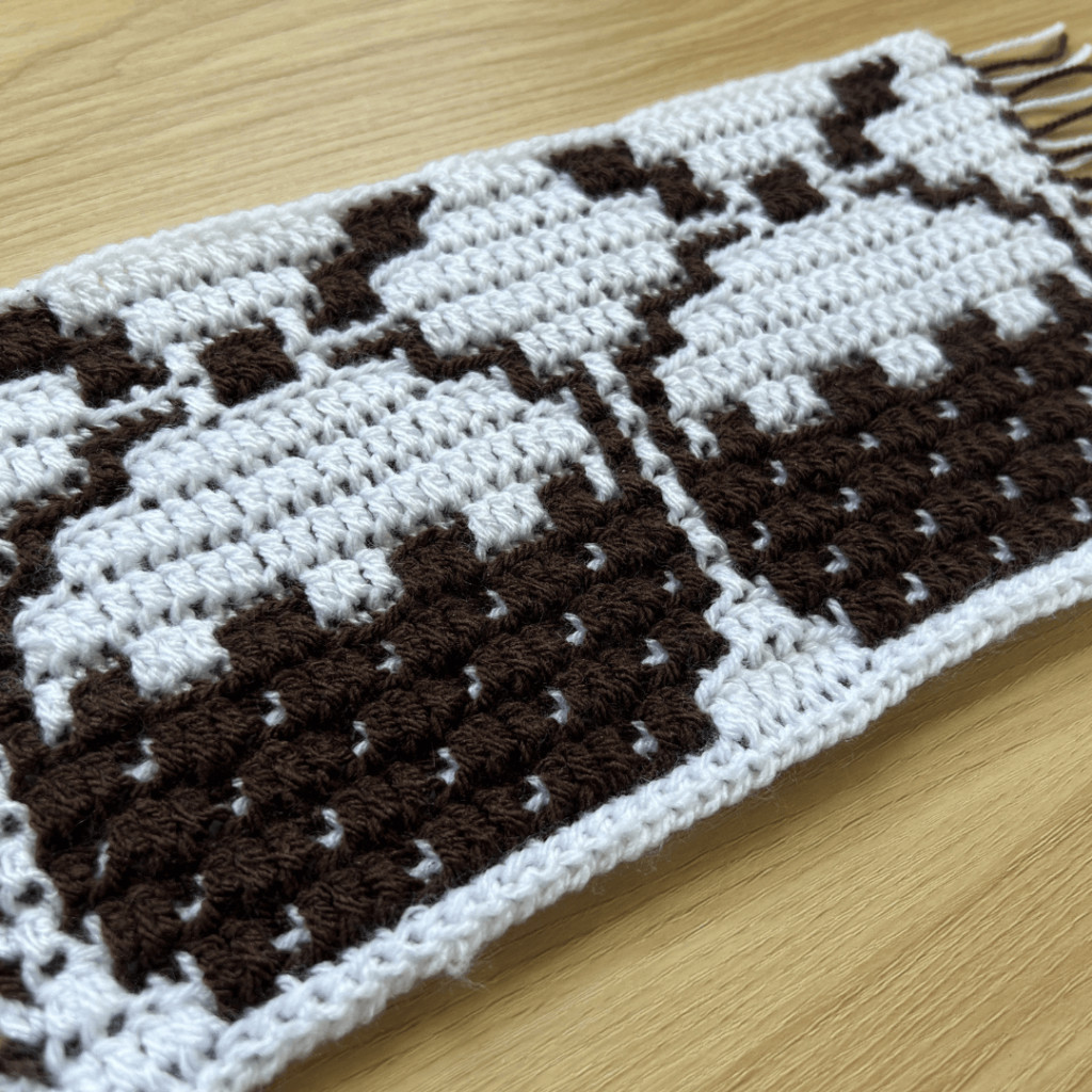 White brown pixel crochet pattern