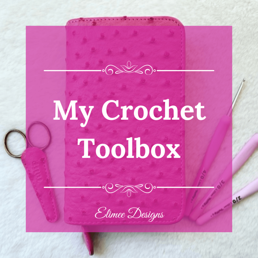 Pink crochet toolbox supplies