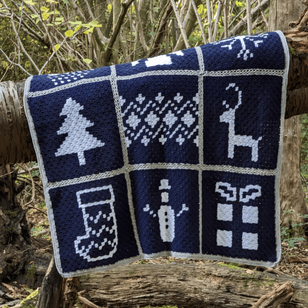 Navy Christmas crochet blanket