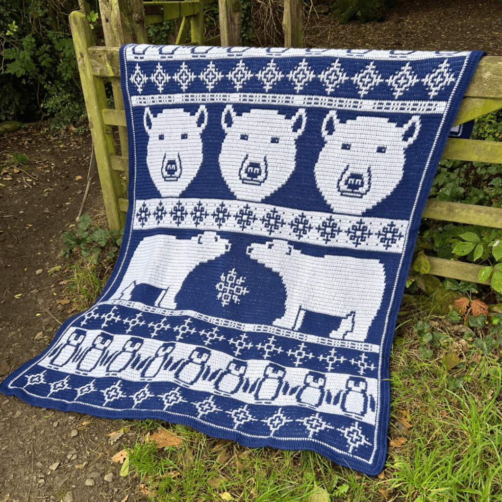 Crochet polar bear penguin blanket