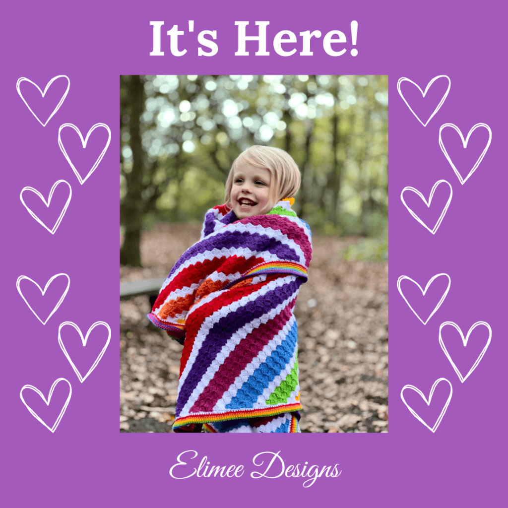 Happy child striped crochet blanket