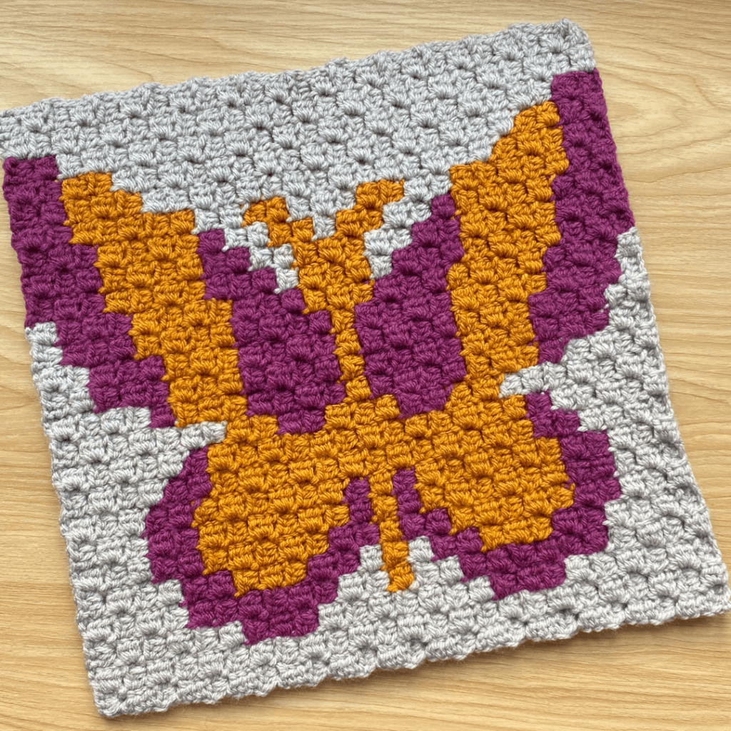 C2C crochet butterfly square